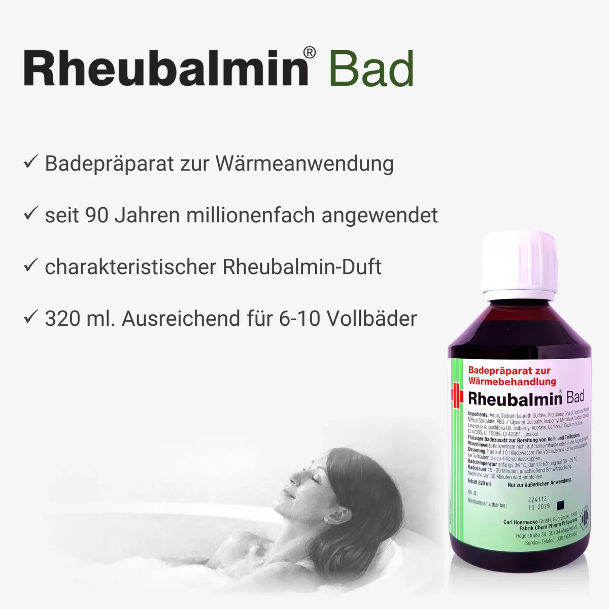 Sekundäres Produktfoto Rheubalmin Bad320ml mit Textfeature