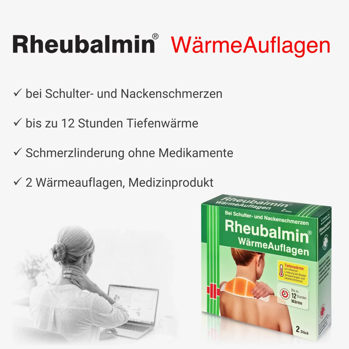 Sekundäres Produktfoto Rheubalmin WärmeAuflagen mit Textfeature