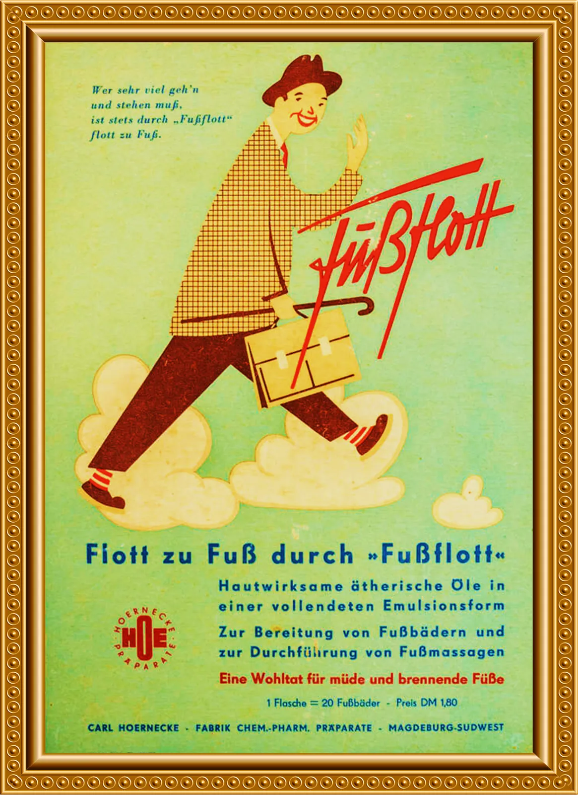 Werbeplakate, typischer 60er Jahre Stil - Fussflott