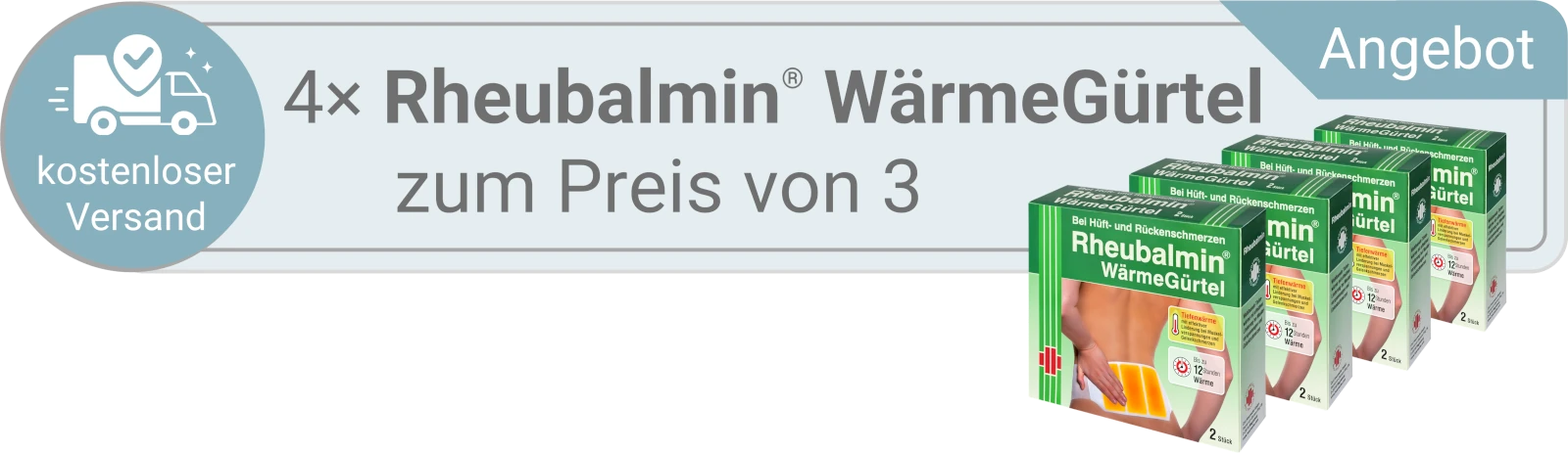 Klickbutton 4× Rheubalmin WärmeGürtel zum Preis von 3