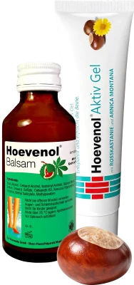 Hoevenol Balam und Aktiv Gel Produktbild mit Rosskastanie